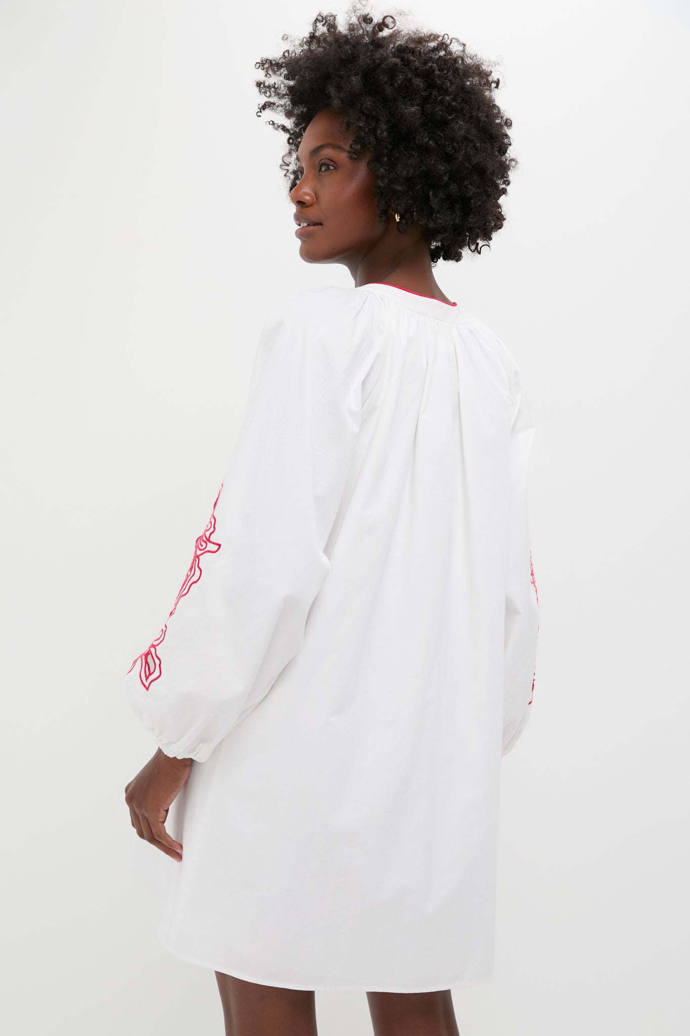 White & Red Embroidery Steph Mini Dress