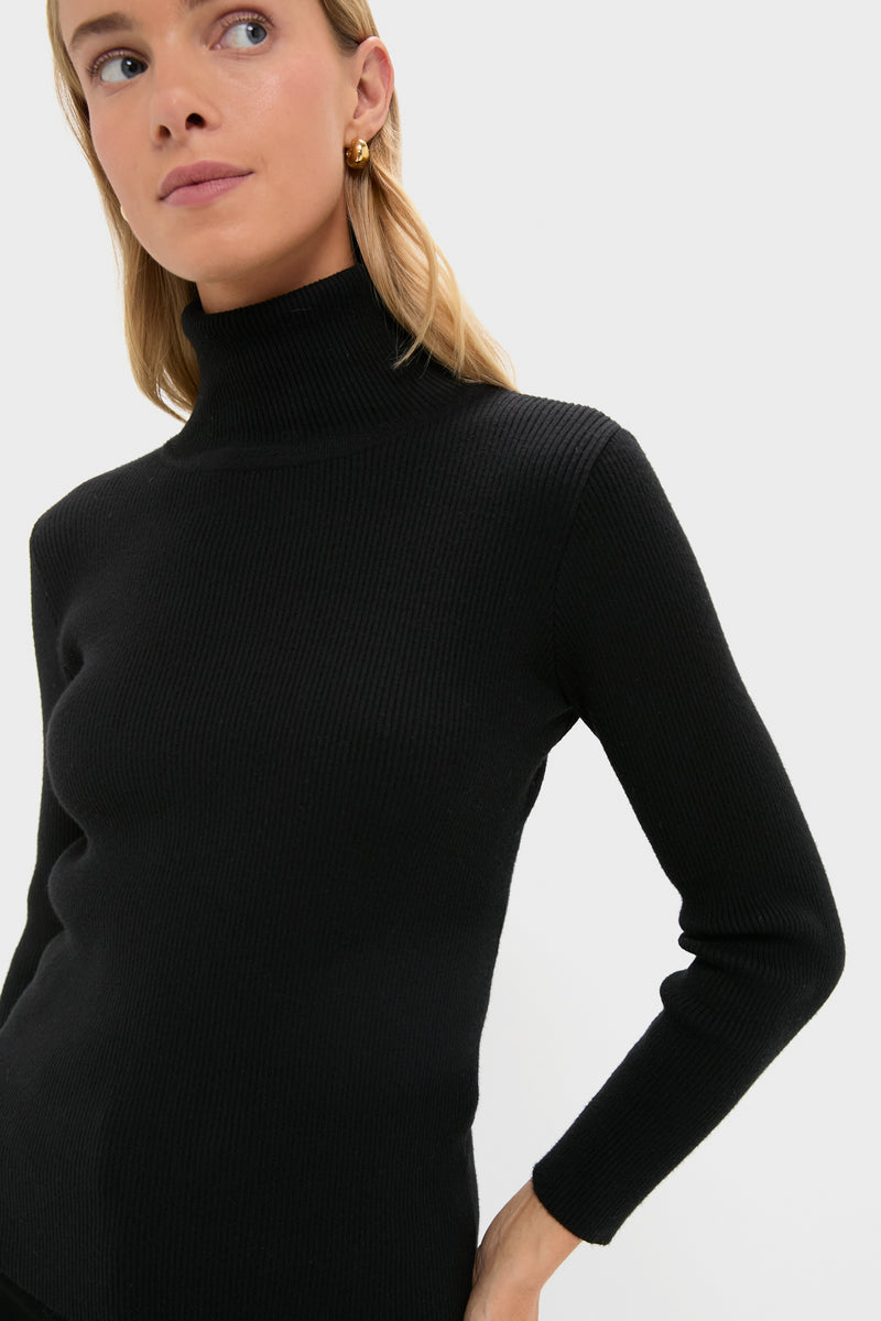 Black Arlo Ribbed Turtleneck