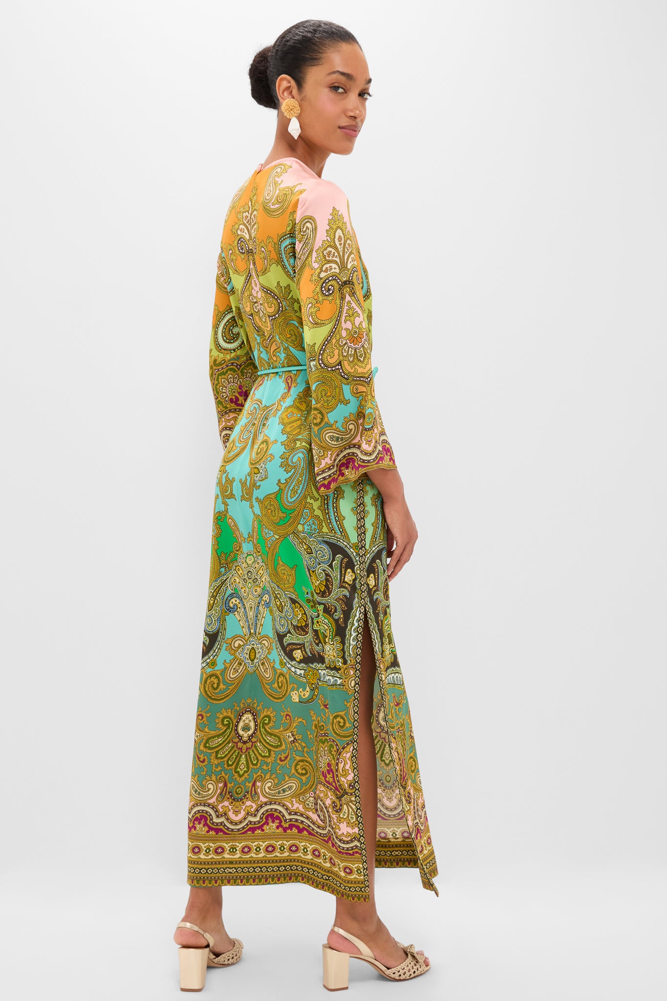Multi Clemenza Silk Midi Dress | Alemais
