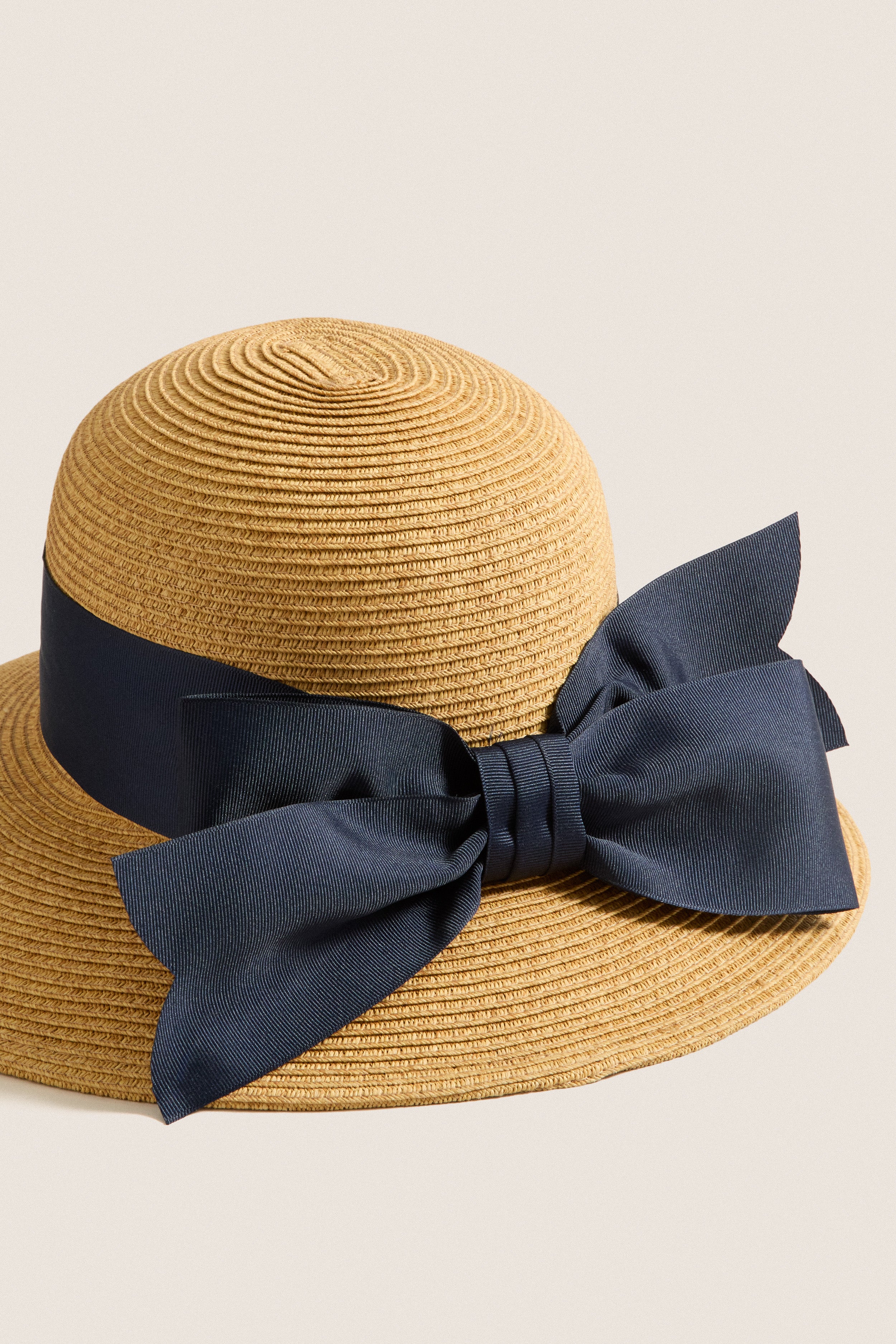 Exclusive Navy Packable Wide Bow Sunhat