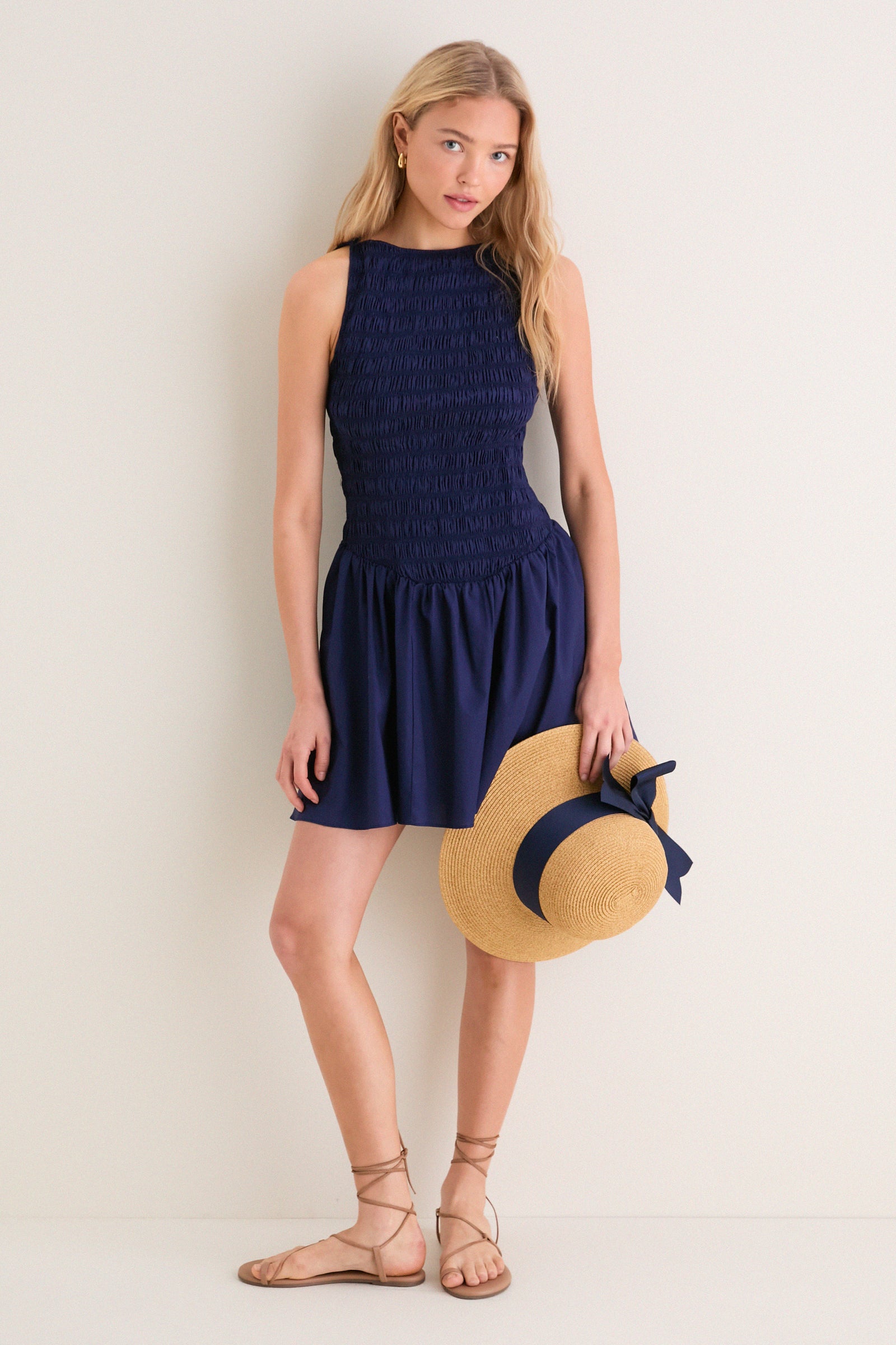 Toucan Hats Exclusive Navy Packable Wide Bow Sunhat Navy / OS