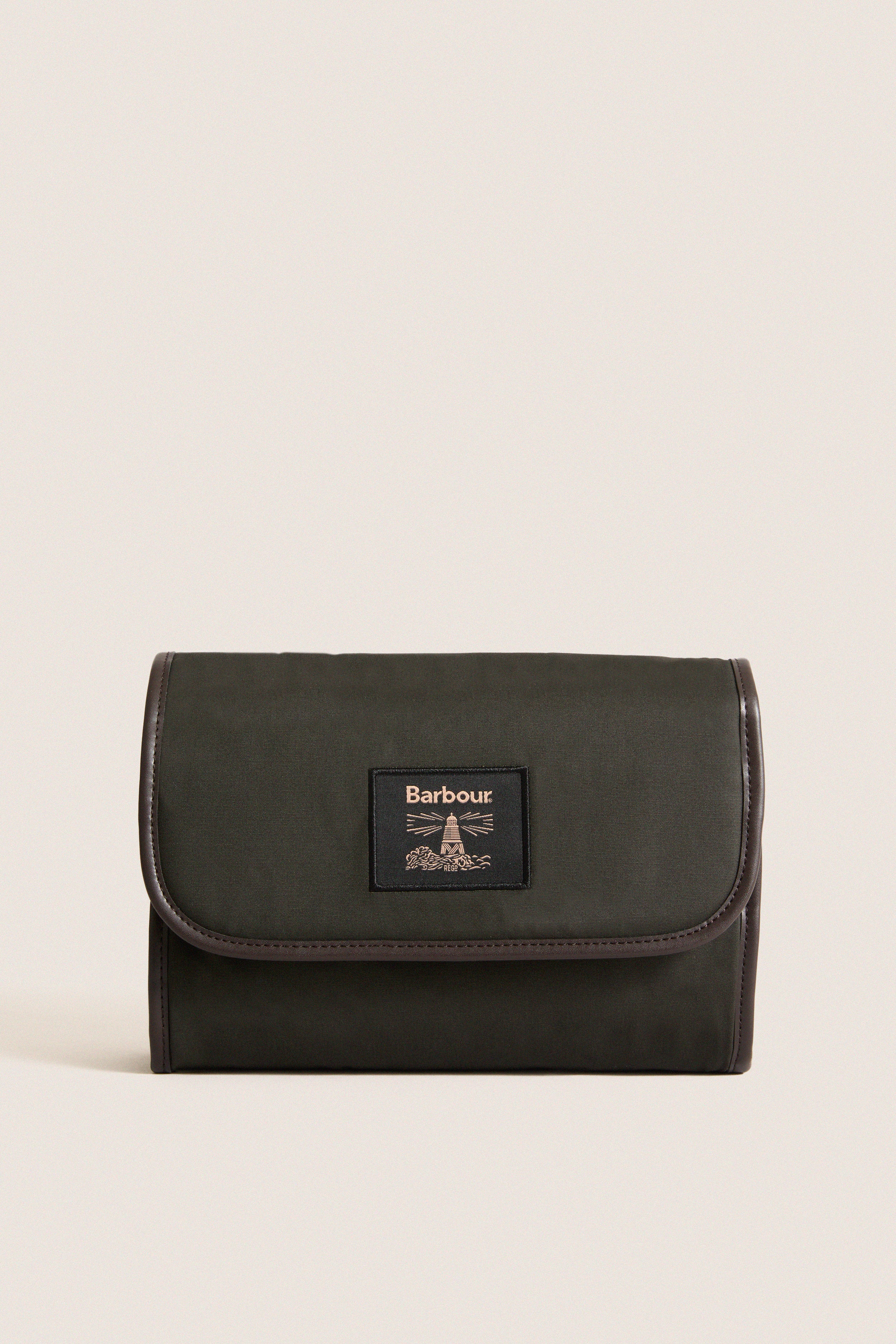 Olive Wax Hanging Washbag | Barbour
