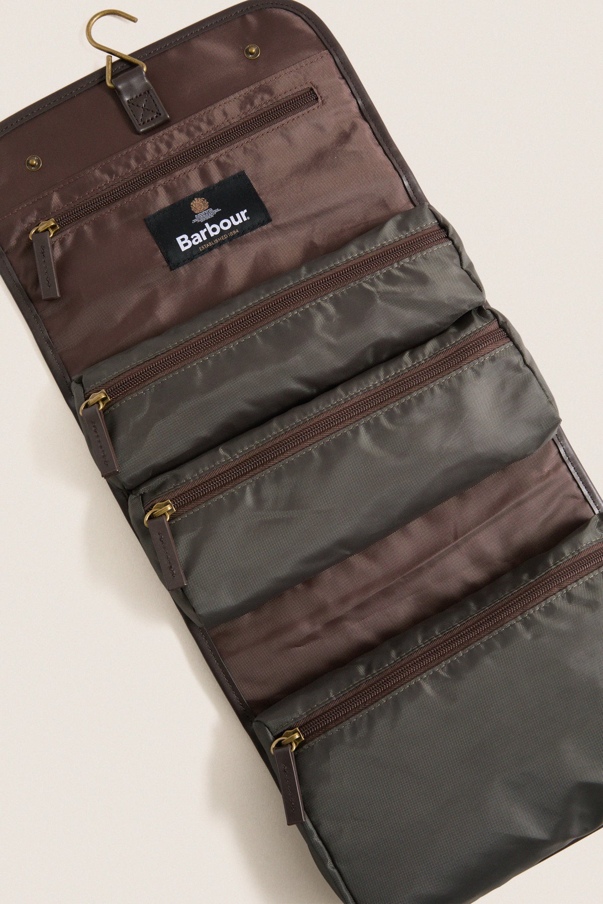 Olive Wax Hanging Washbag