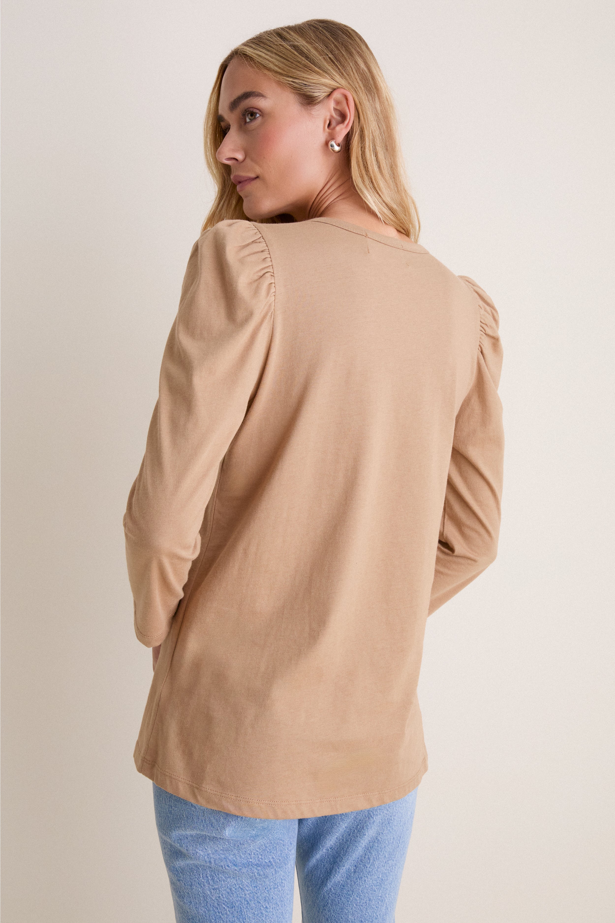 Tan Vesty Long Sleeve Crewneck