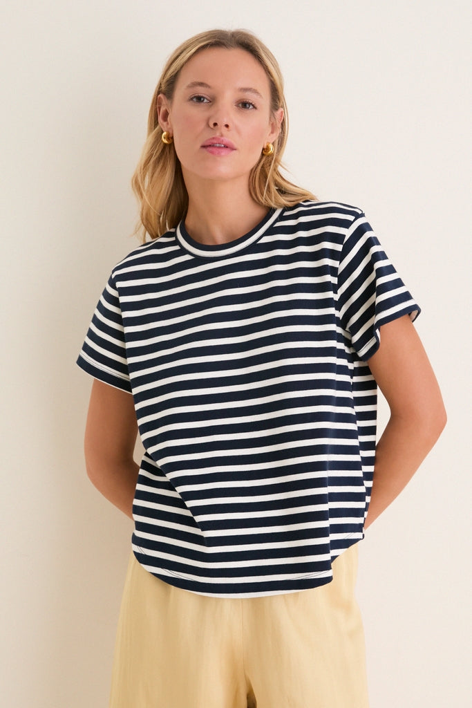 Navy and Ivory Stripe Parker Classic Tee