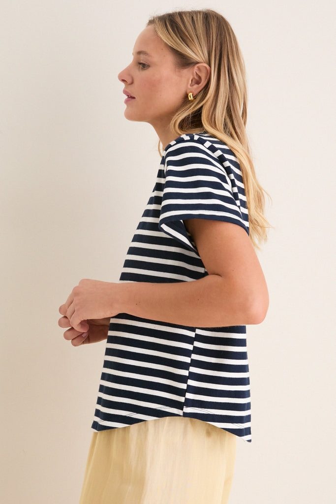 Navy and Ivory Stripe Parker Classic Tee
