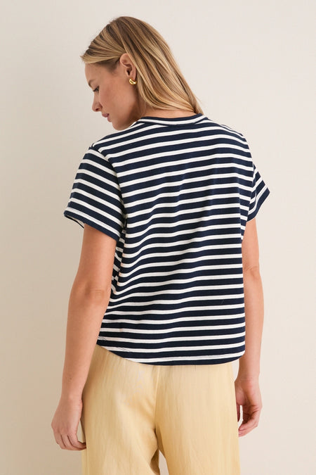 Navy and Ivory Stripe Parker Classic Tee
