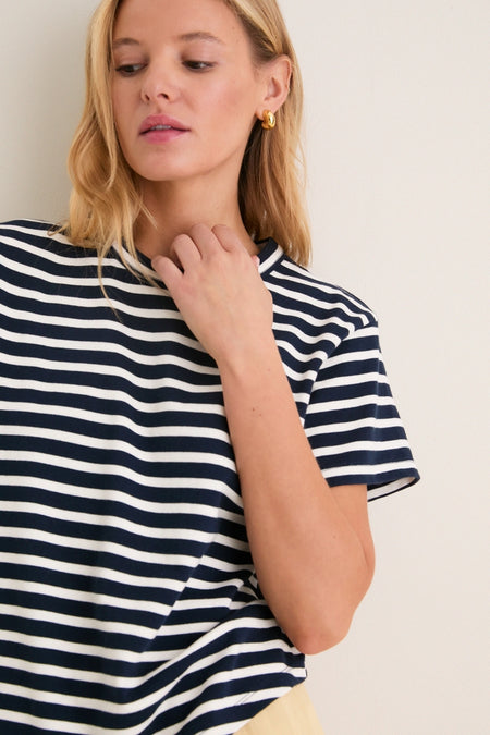 Navy and Ivory Stripe Parker Classic Tee
