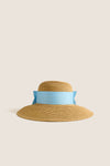 Exclusive Blue Packable Wide Bow Sunhat