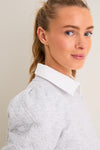 Gray Puff Sleeve Quilted Stretch Campbell Pullover