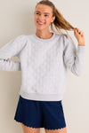 Gray Puff Sleeve Quilted Stretch Campbell Pullover