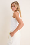 White Foley Rib Racerback Tank