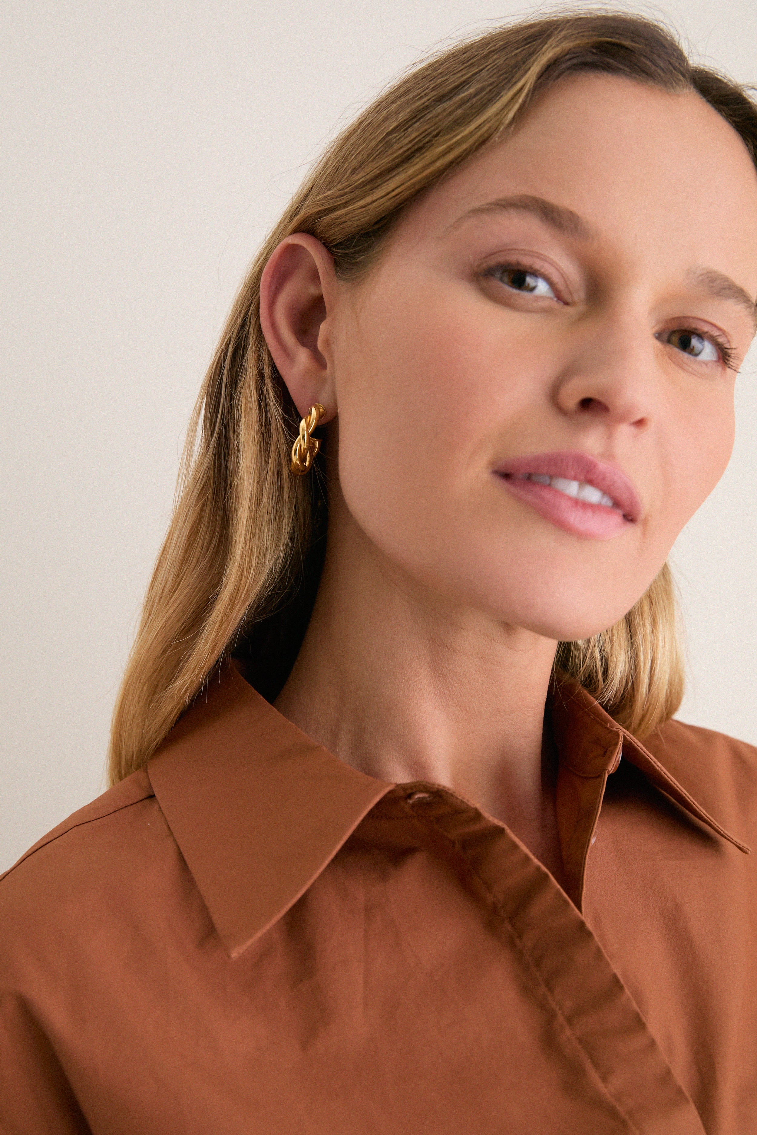 Gold French Twist Mini Hoop Earrings