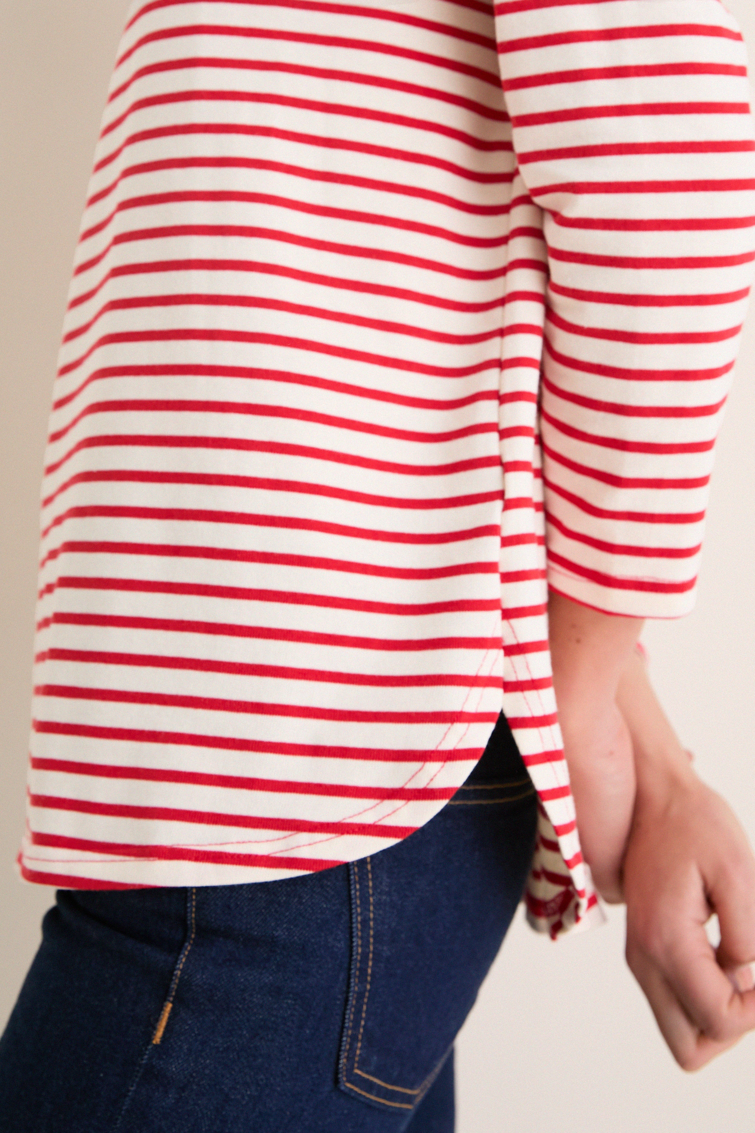 Cherry Striped Knit Popover