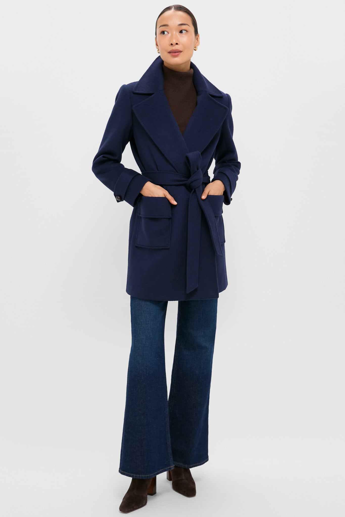 Navy Wool Ives Wrap Coat