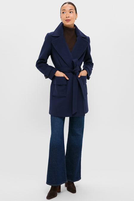 Navy Wool Ives Wrap Coat