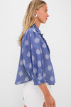 Exclusive Chatham Blue Ruffle Front Blouse