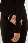 Brown Melange Rib Knit Turtleneck Column Dress