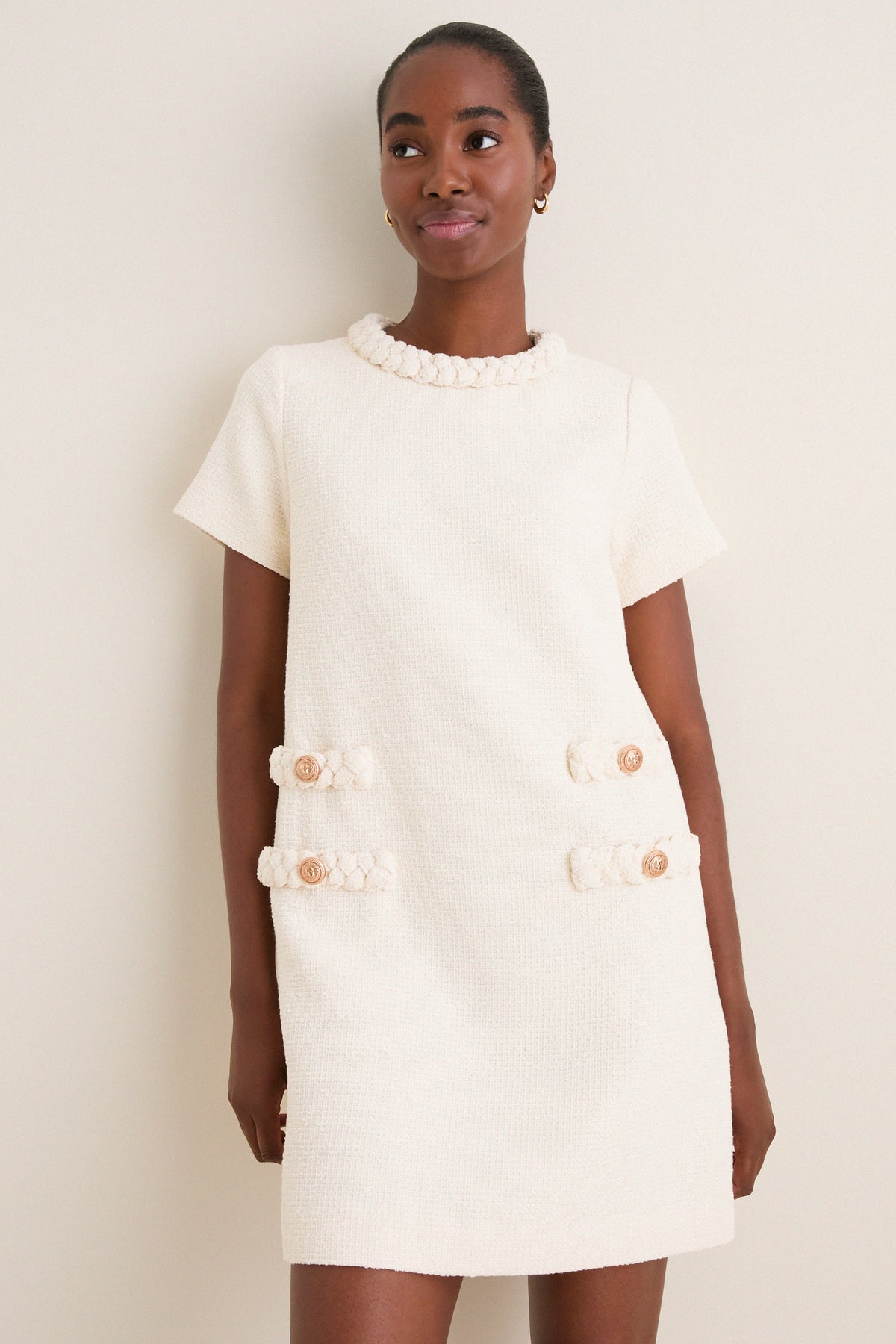 Pearl White Tweed Jackie Dress