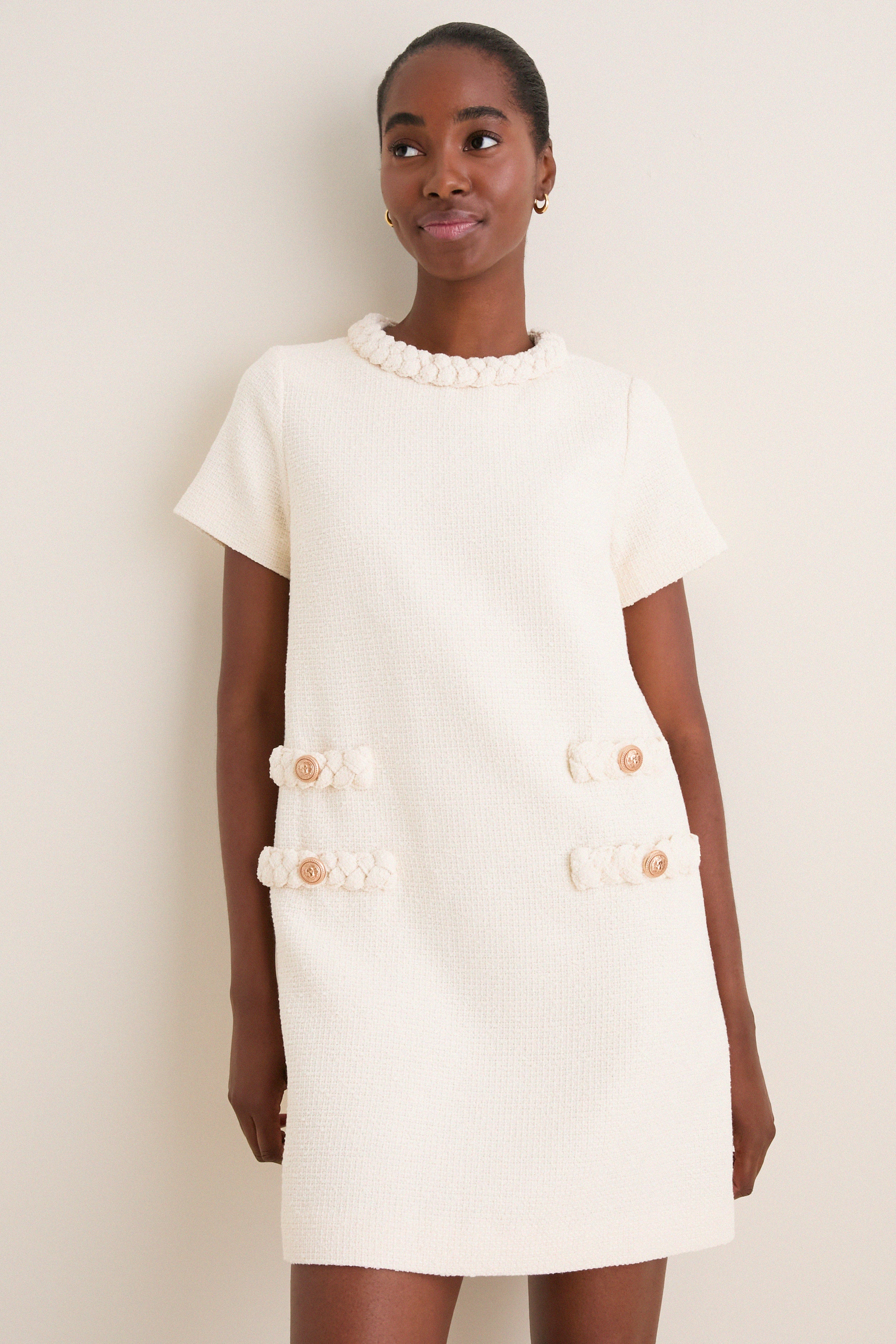 Pearl White Tweed Jackie Dress