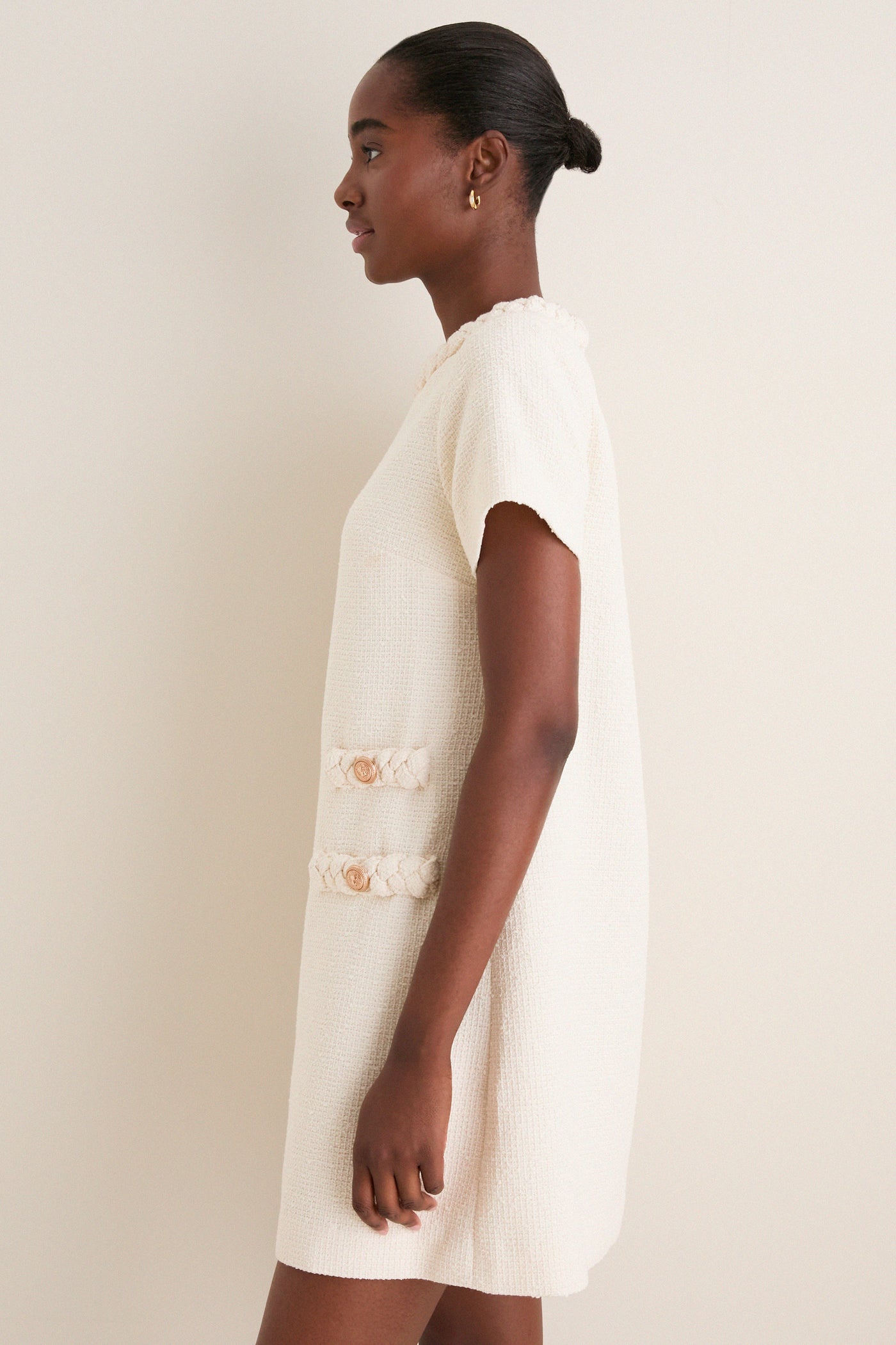 Pearl White Tweed Jackie Dress