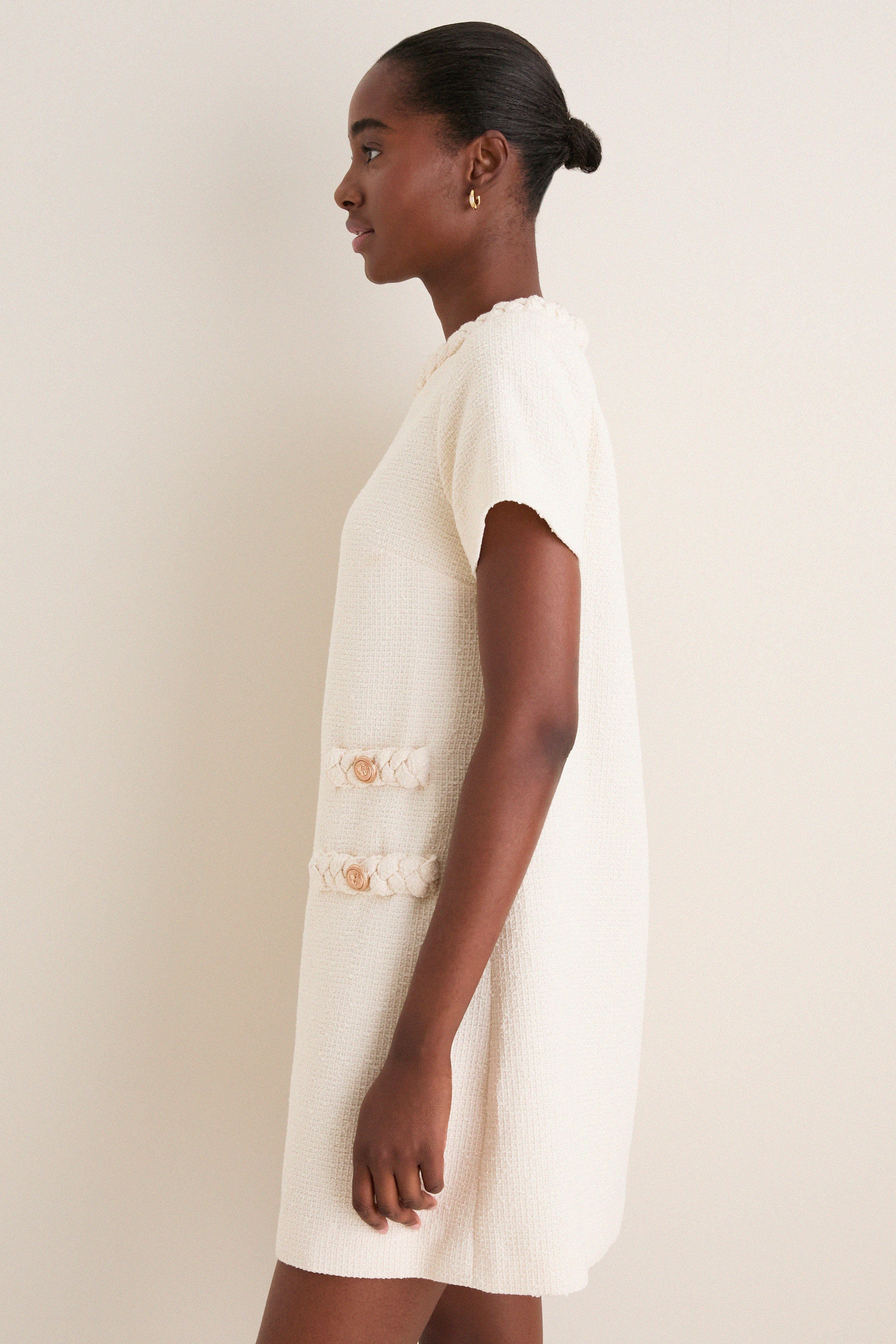 Pearl White Tweed Jackie Dress
