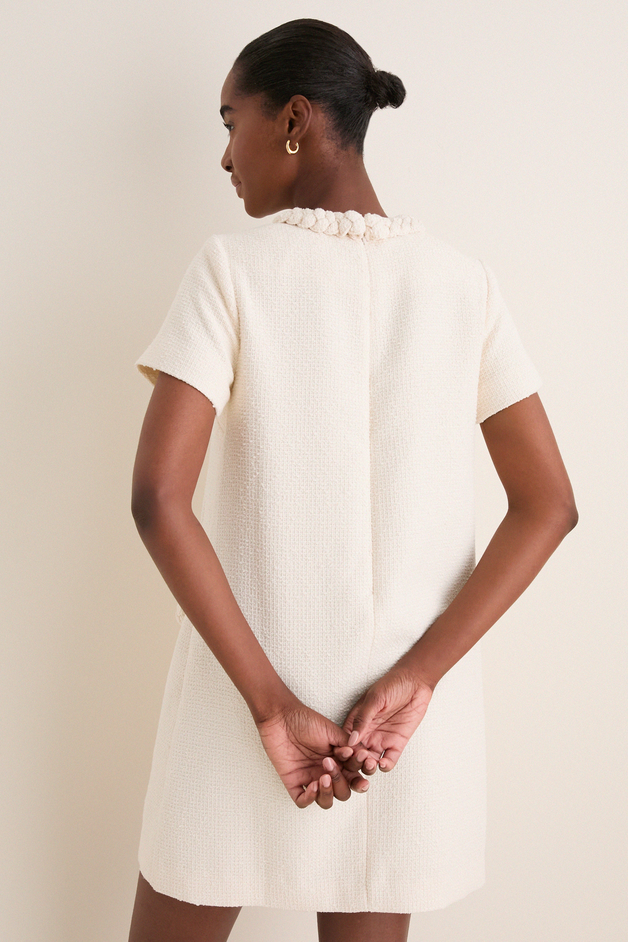 Pearl White Tweed Jackie Dress