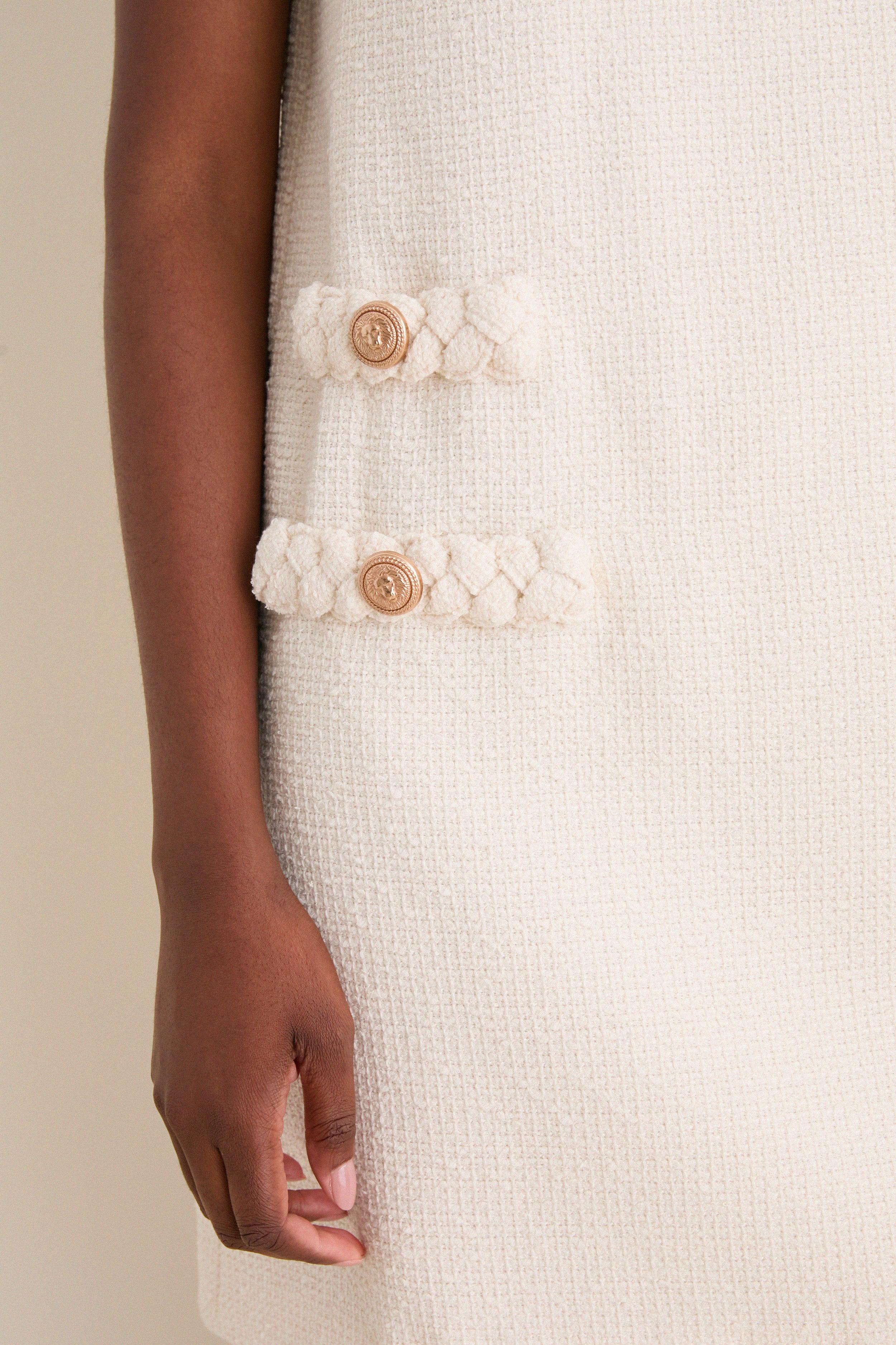 Pearl White Tweed Jackie Dress