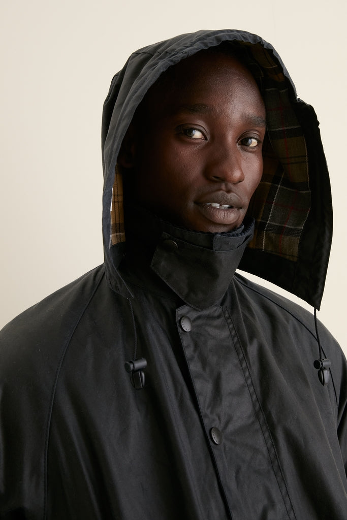Navy Classic Waxed Cotton Jacket Hood