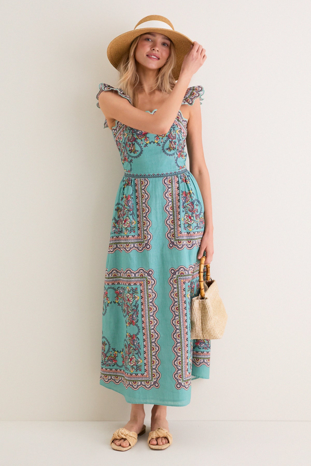 Exclusive Cream Packable Wide Bow Sunhat