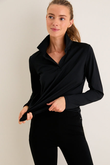 Black Long Sleeve Performance Jersey Caroline Polo