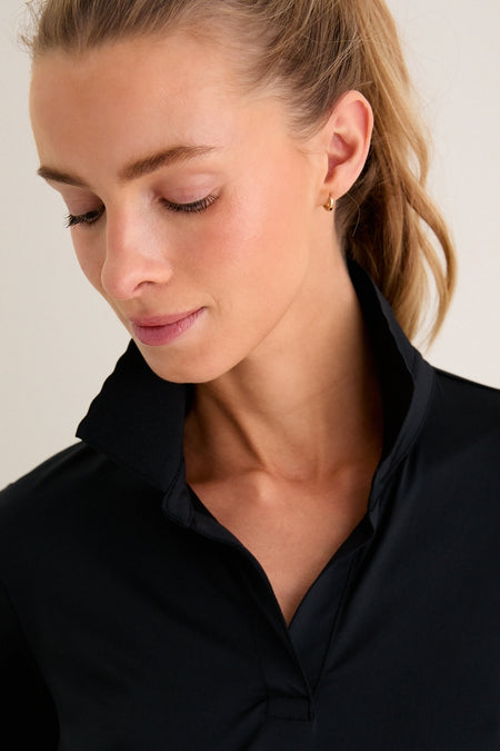 Black Long Sleeve Performance Jersey Caroline Polo