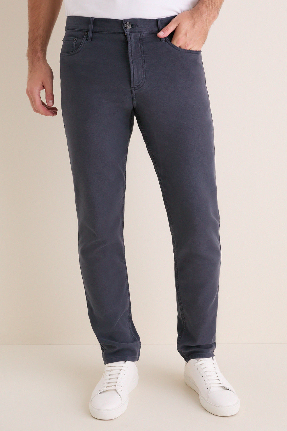 Navy Stretch Terry 5 Pocket