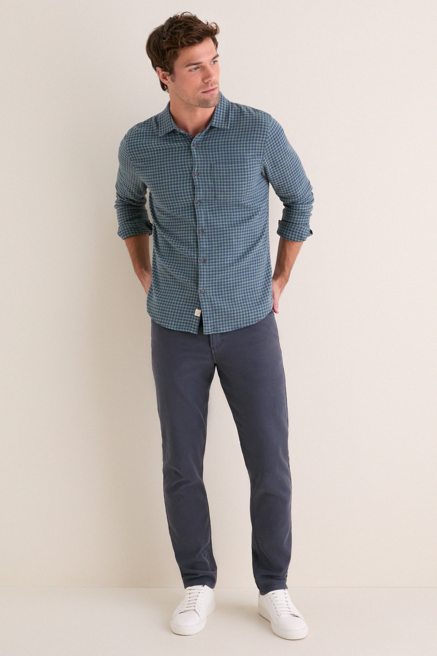 Navy Stretch Terry 5 Pocket