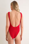 Red Classic Square Neck One Piece