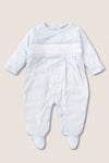 Blue Hand Smocked Footie