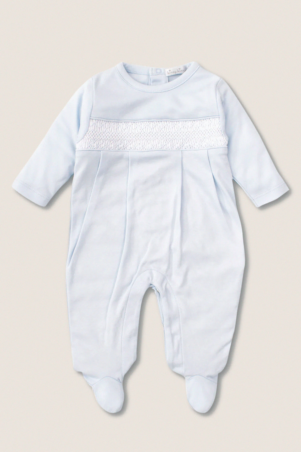 Blue Hand Smocked Footie
