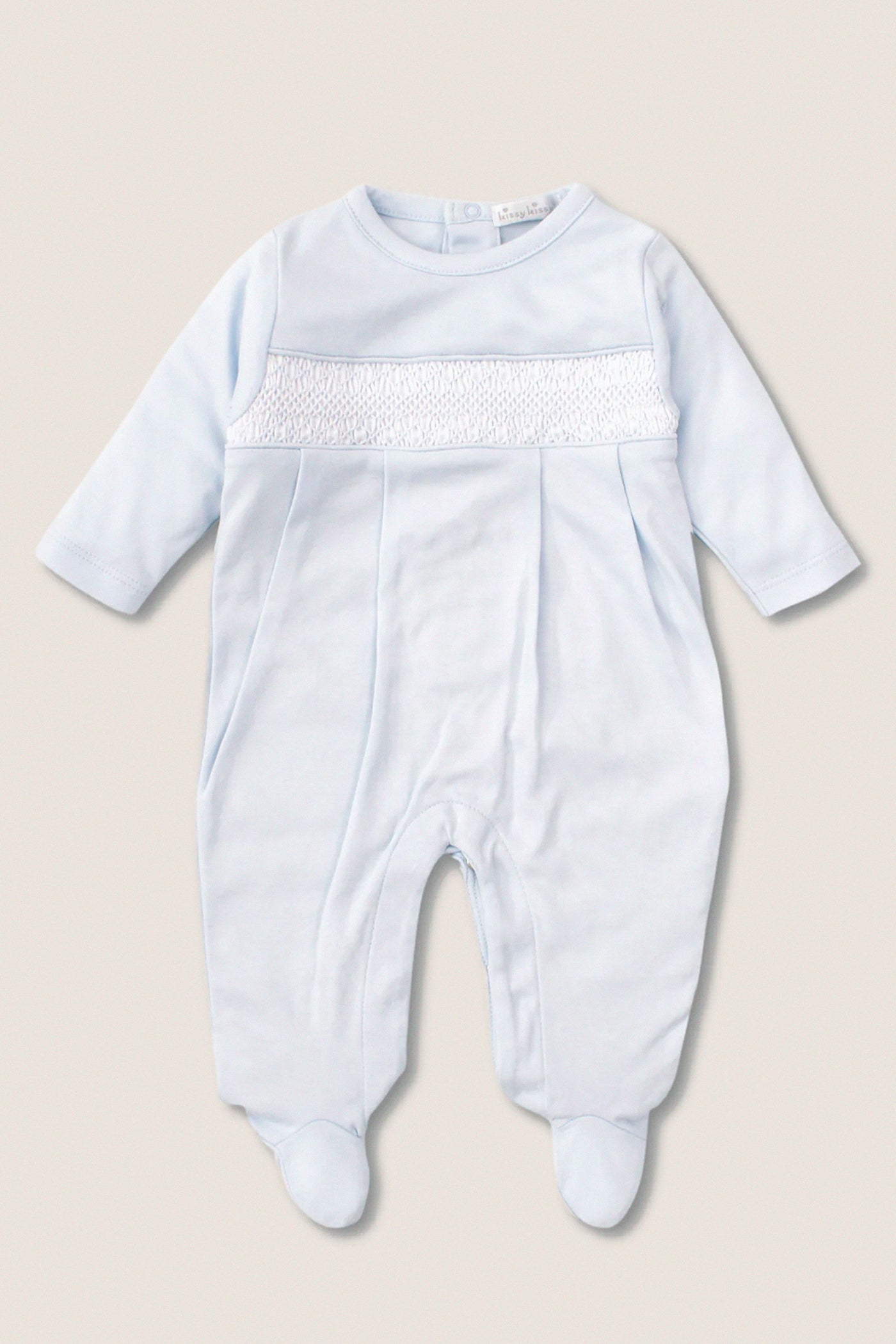Blue Hand Smocked Footie