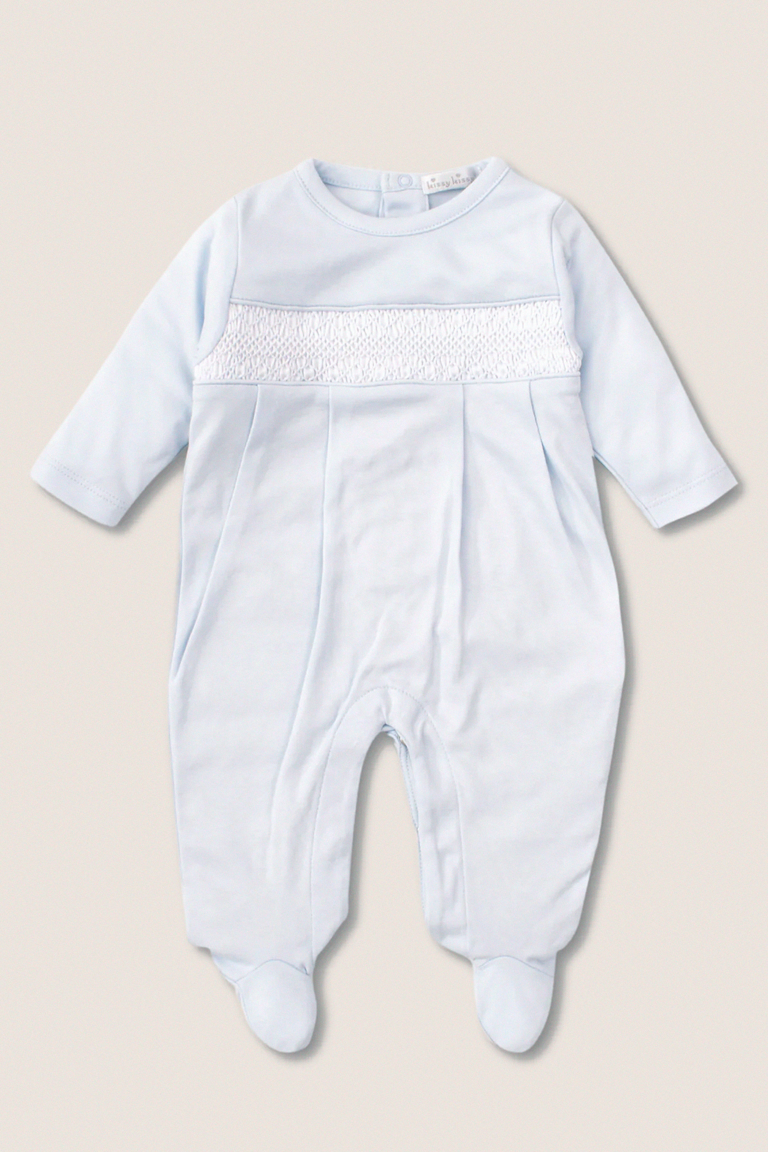 Blue Hand Smocked Footie
