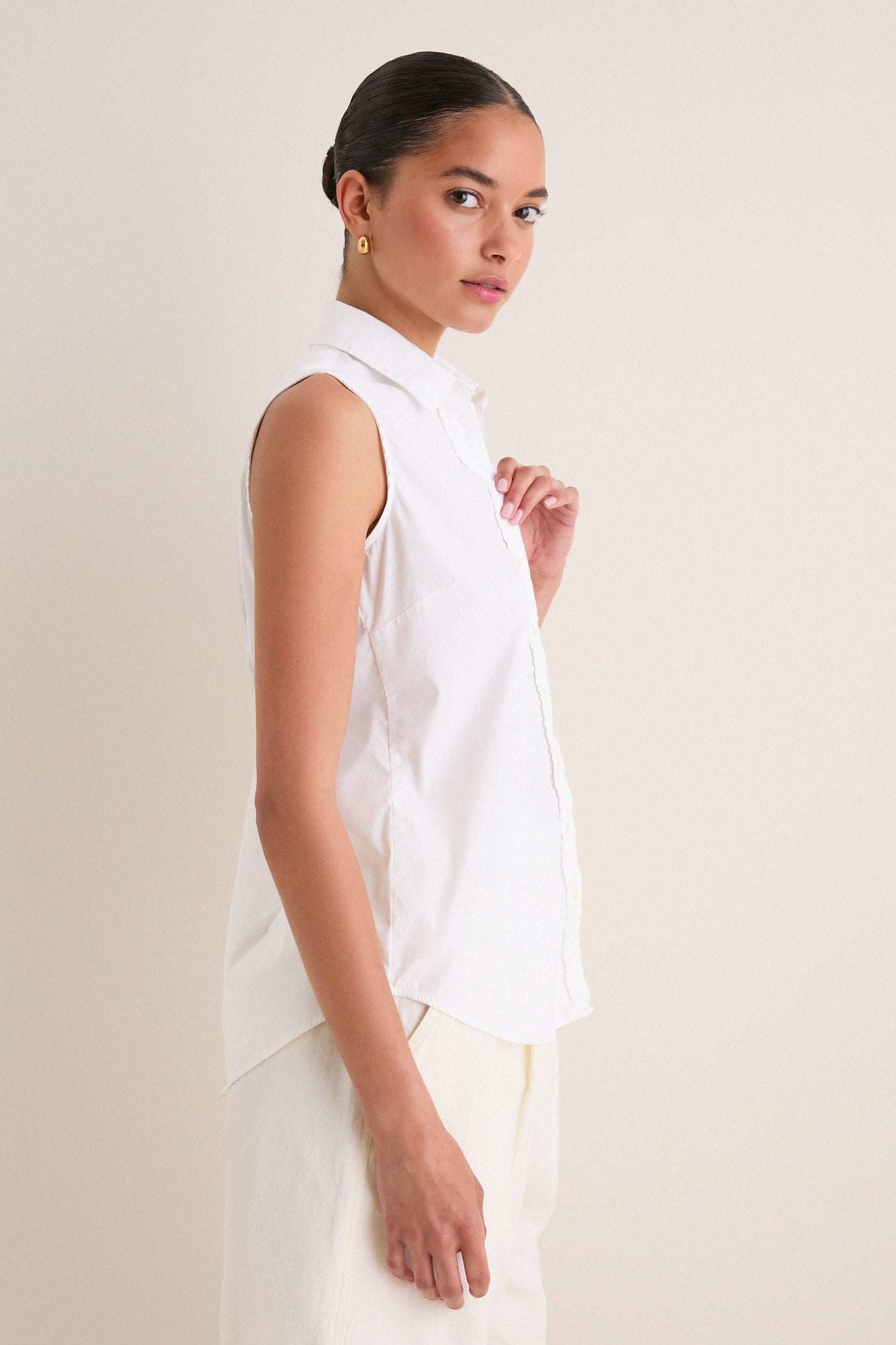 White Sleeveless Essentials Shirt