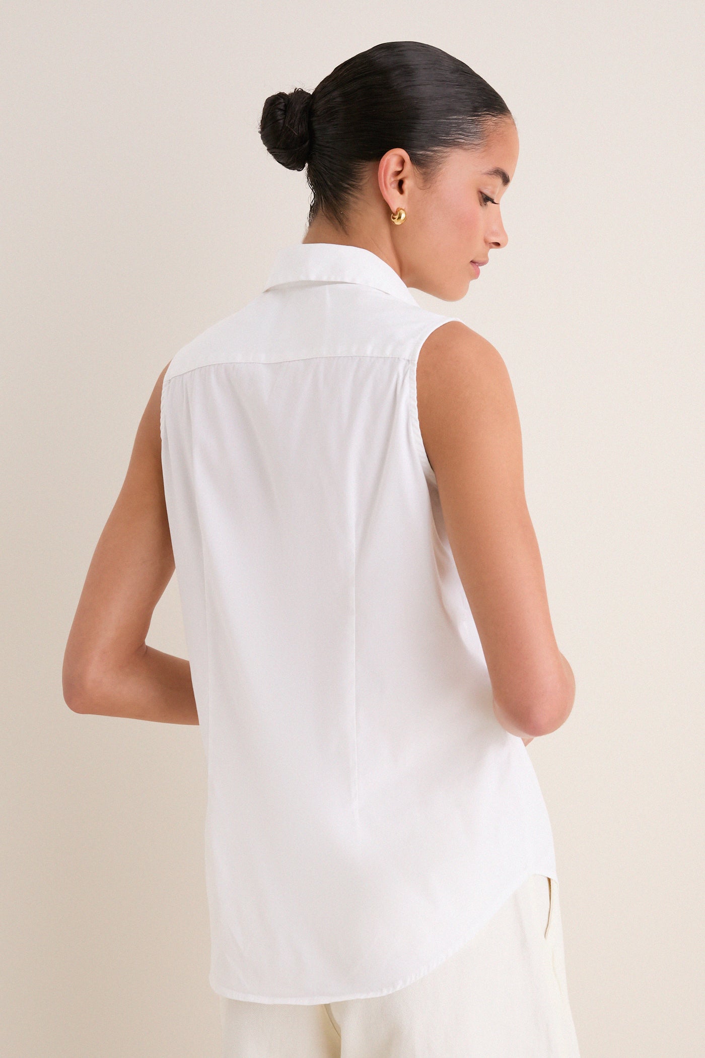 White Sleeveless Essentials Shirt