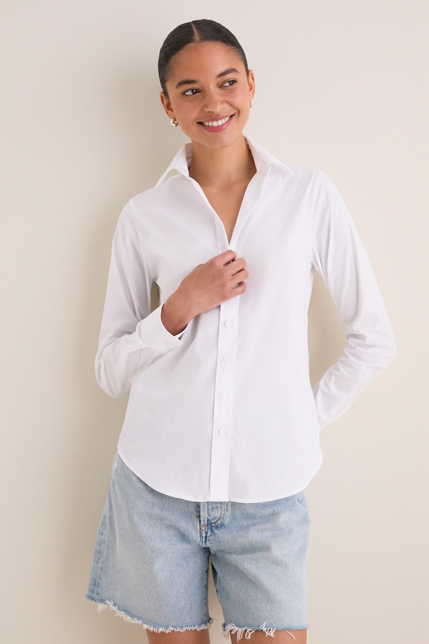 White Long Sleeve Essentials Shirt