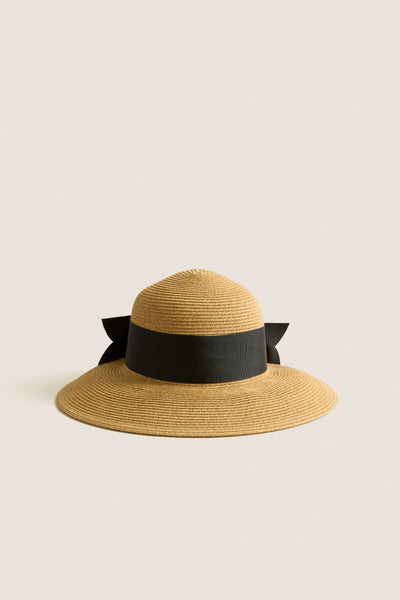 Exclusive Black Packable Wide Bow Sunhat | Toucan Hats display picture 1