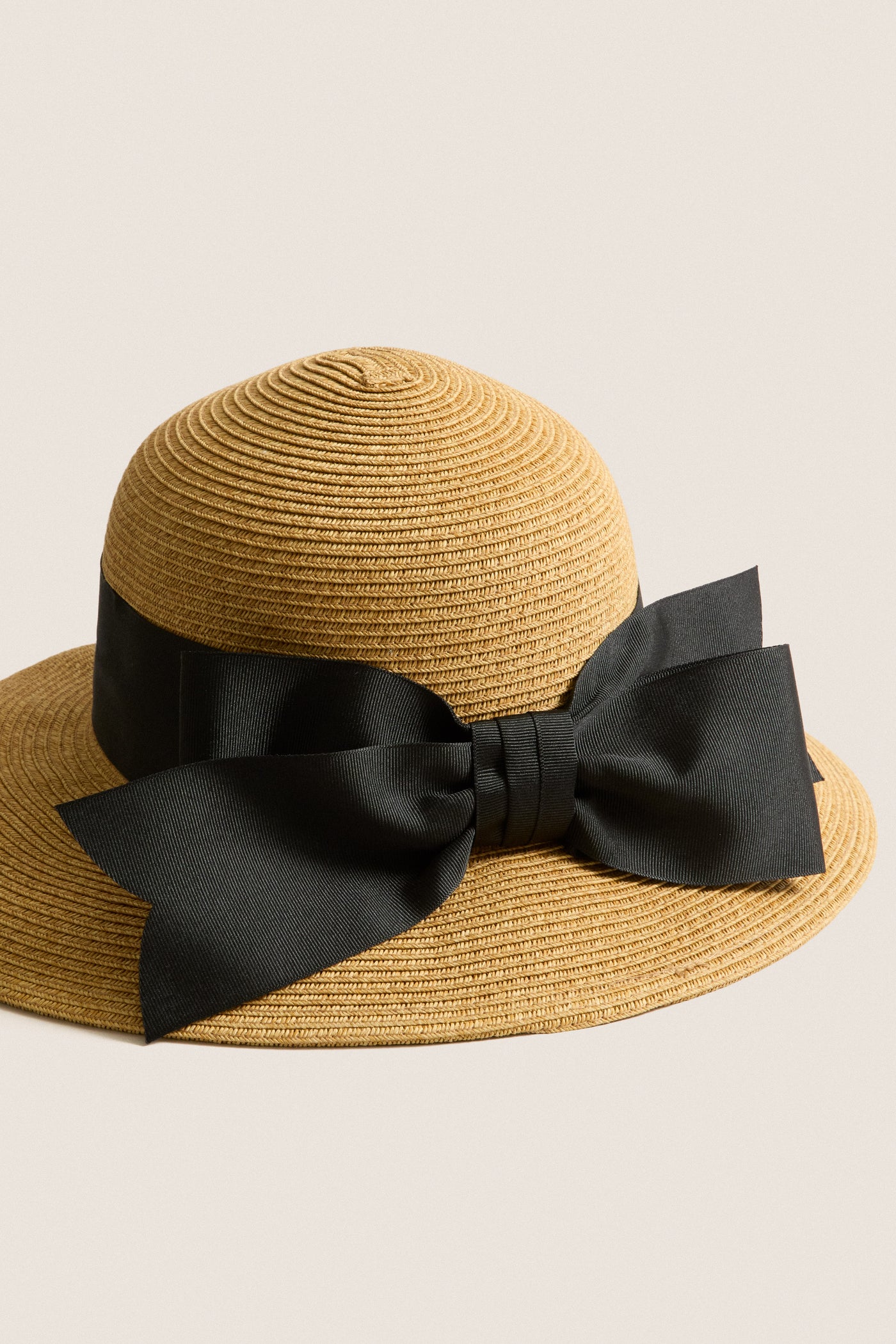 Exclusive Black Packable Wide Bow Sunhat