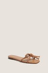 Dune Nappa Hadley Leather Bow Flat Sandal: a classic, effortless slide with a square toe and chic knotted straps, perfect for a high-end, fun look.