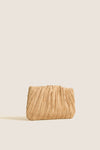 Natural Straw Brit Pleated Clutch