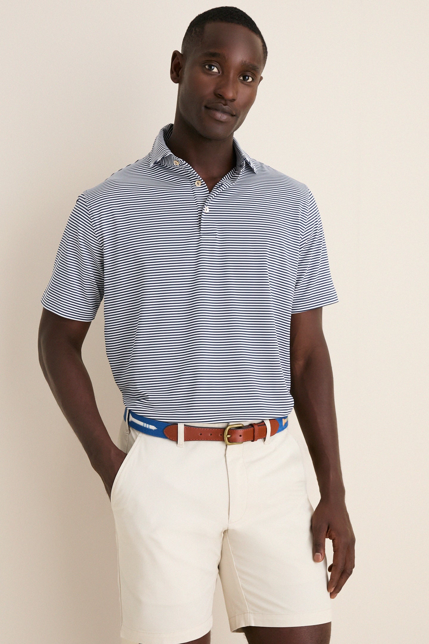 Navy Hales Performance Jersey Polo