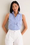 Blue and White Stripe Sleeveless Shirt