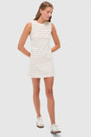 Natural and Midnight Margo Stripe Sleeveless Mini Dress