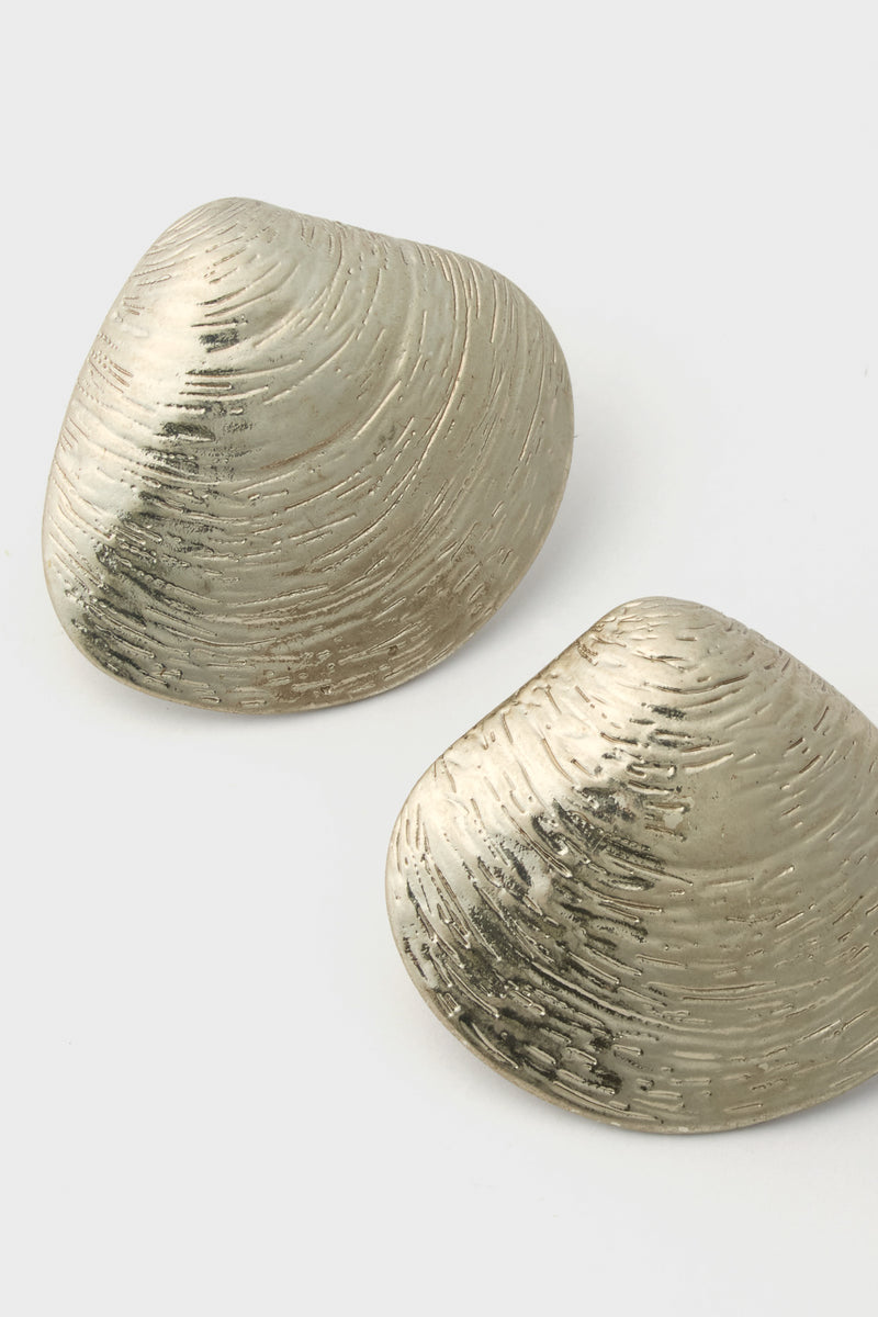 Antique Silver Clam Shell Earrings